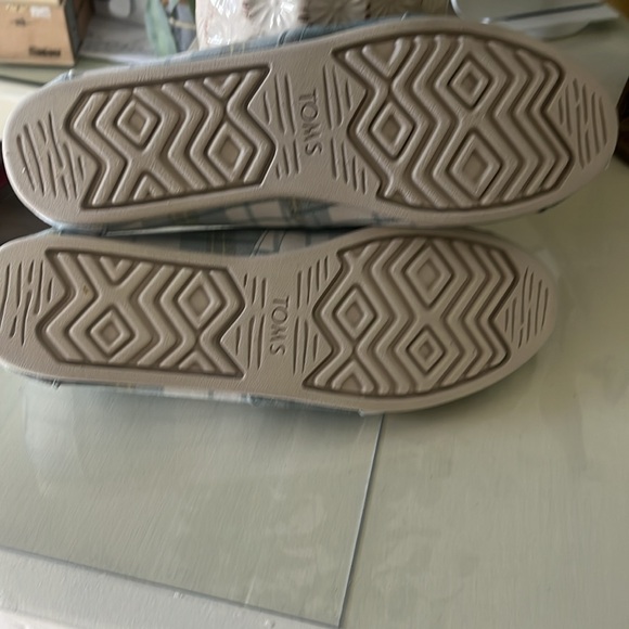 TOMS Plaid Slip-On Canvas Shoes - Blue - Picture 2 of 3
